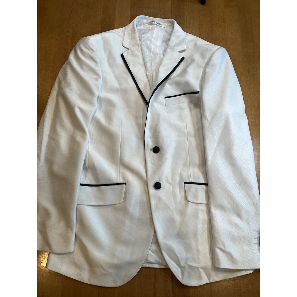 Braveman Blazer Suit Coat Men's Stark White Black Button 90s Retro